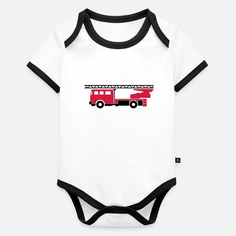 Feuerwehrauto (fire engine) Baby Bio-Kurzarm-Kontrastbody
