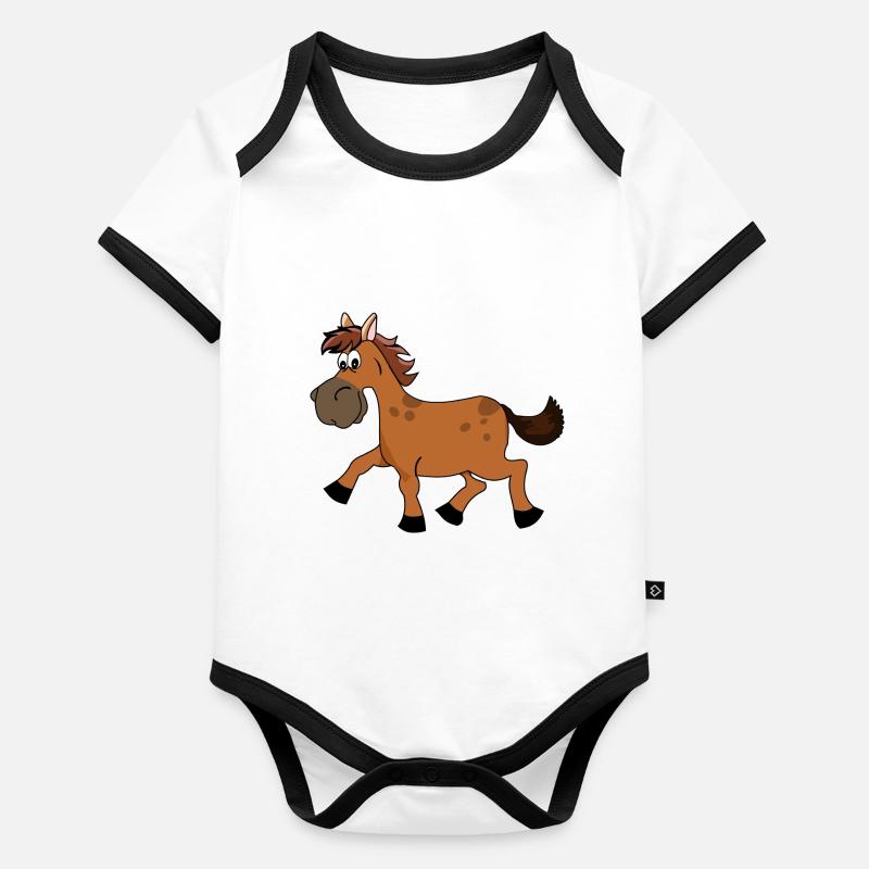 Cheval BD Body Bébé bio contrasté manches courtes