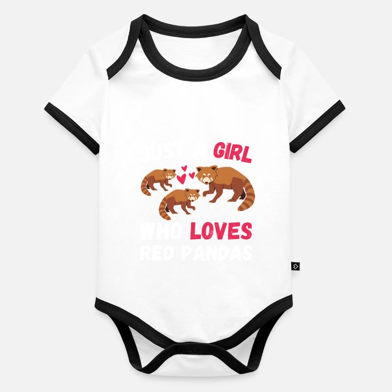 Chinesisches Tier Mädchen Geschenk Roter Panda Baby Bio-Kurzarm-Kontrastbody