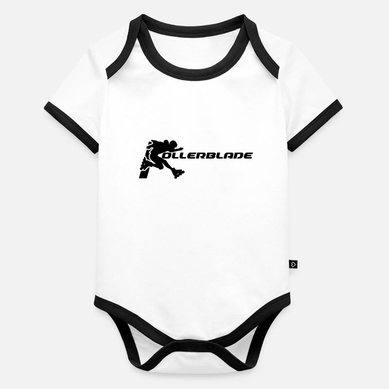 Rollerblader silhouette noir Body Bébé bio contrasté manches courtes