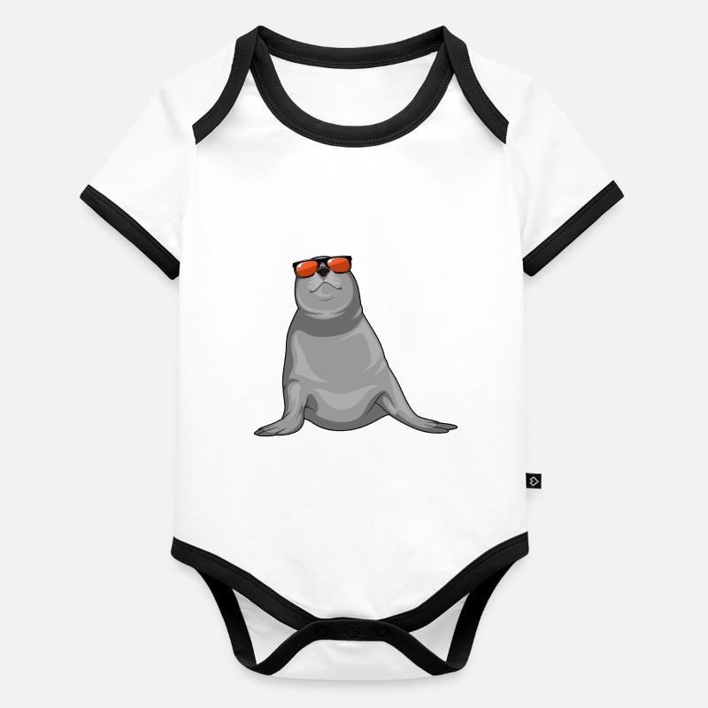 Seal Sunglasses Organic Baby Contrasting Bodysuit
