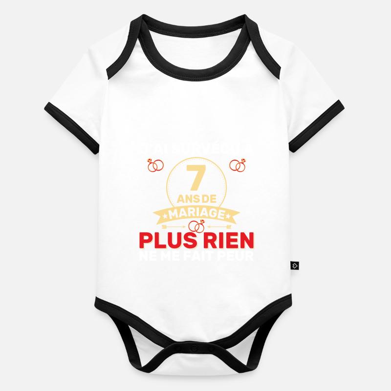 7 Ans De Mariage Noces De Coton Cadeau Mari 7eme Body Bébé bio contrasté manches courtes