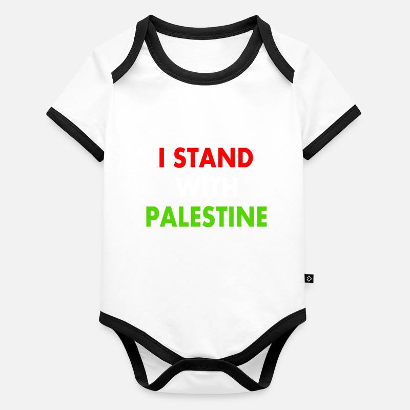 I stand with palestine Body Bébé bio contrasté manches courtes