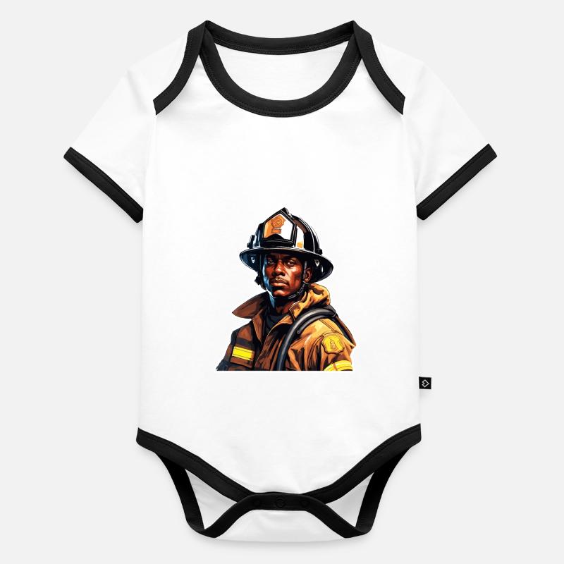 Firefighter / Fire / Fire / Extinguish / Hero Organic Baby Contrasting Bodysuit