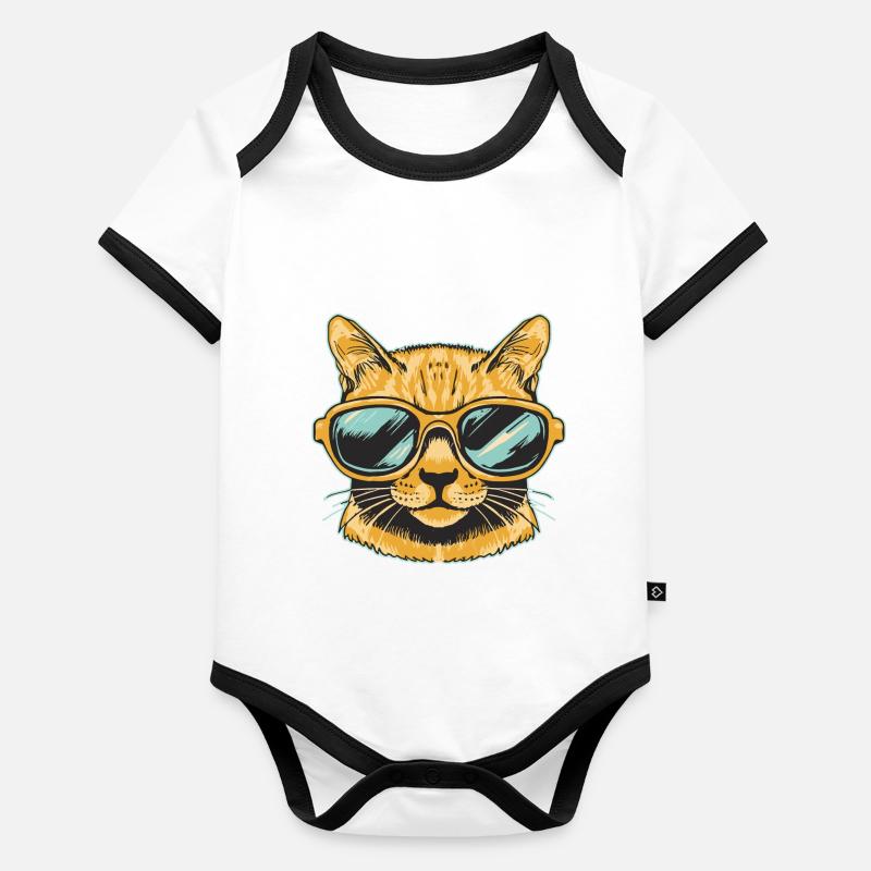 Chat mignon Body Bébé bio contrasté manches courtes