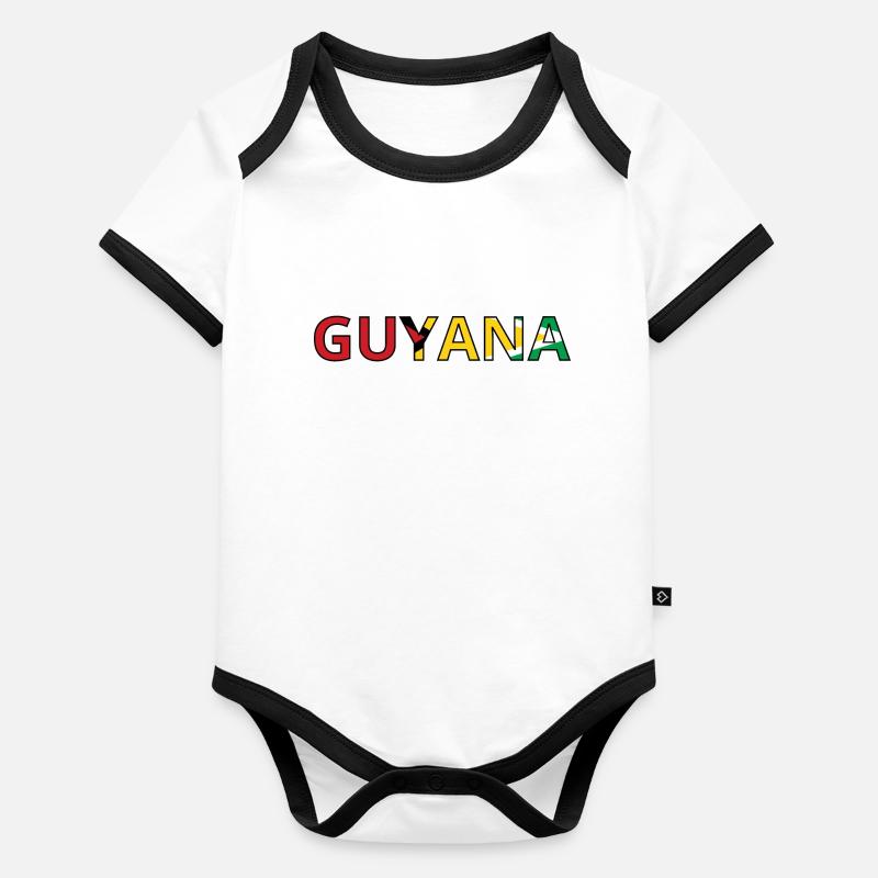 Drapeau Guyana Body Bébé bio contrasté manches courtes