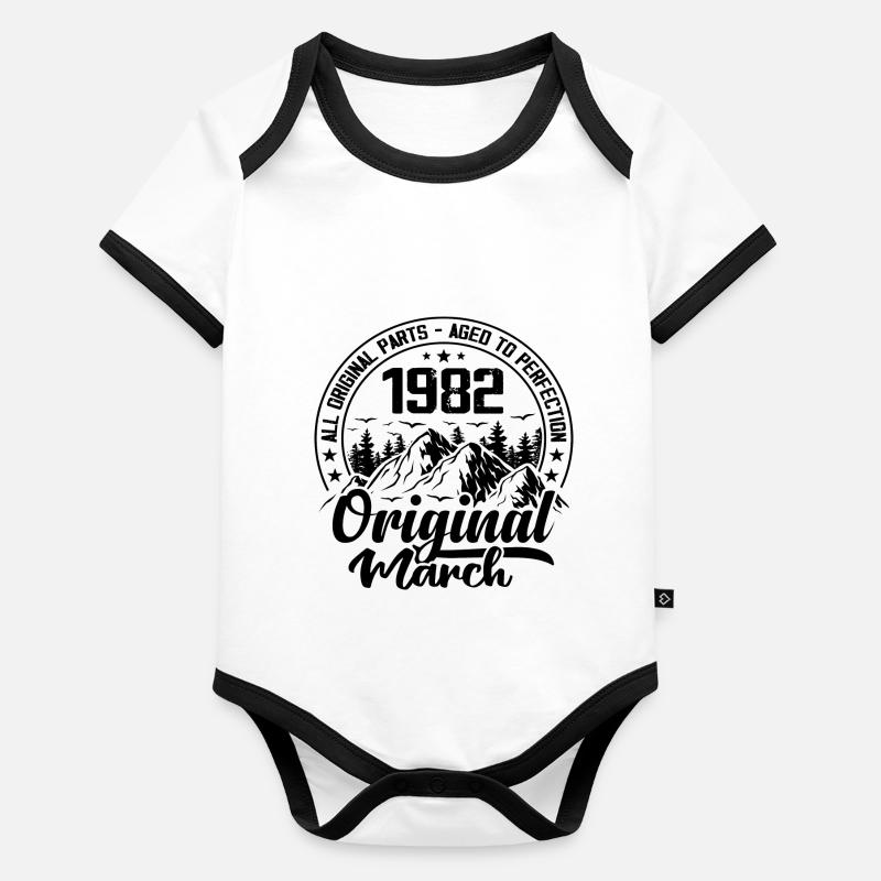 1982 March Original: 42 Years Anniversary Gift Organic Baby Contrasting Bodysuit