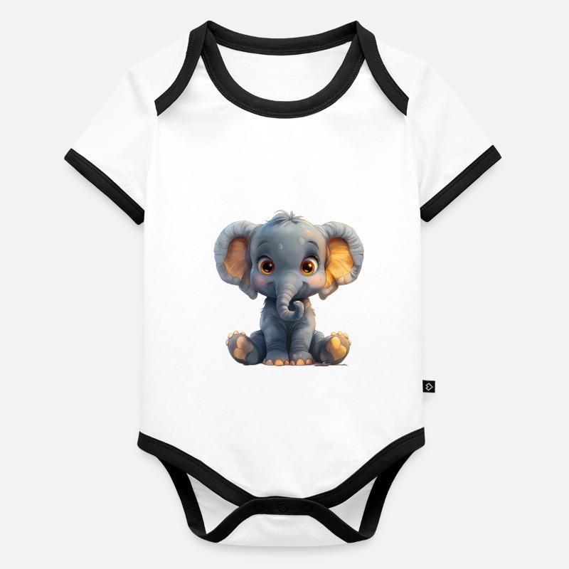 éléphant Body Bébé bio contrasté manches courtes