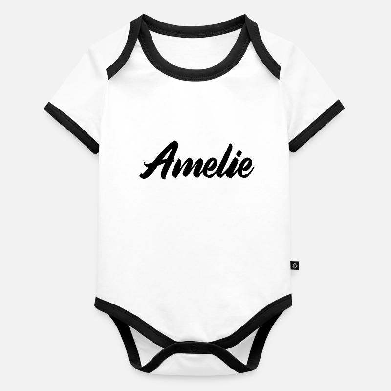 Nom d’Amélie Body Bébé bio contrasté manches courtes