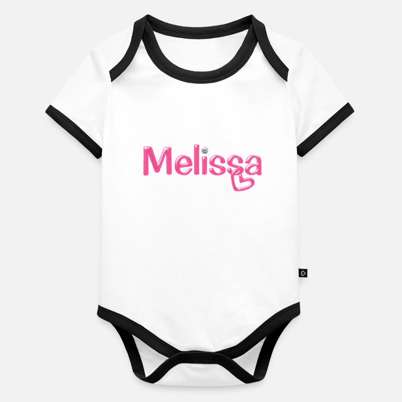 Melissa Name Balloon Font Organic Baby Contrasting Bodysuit