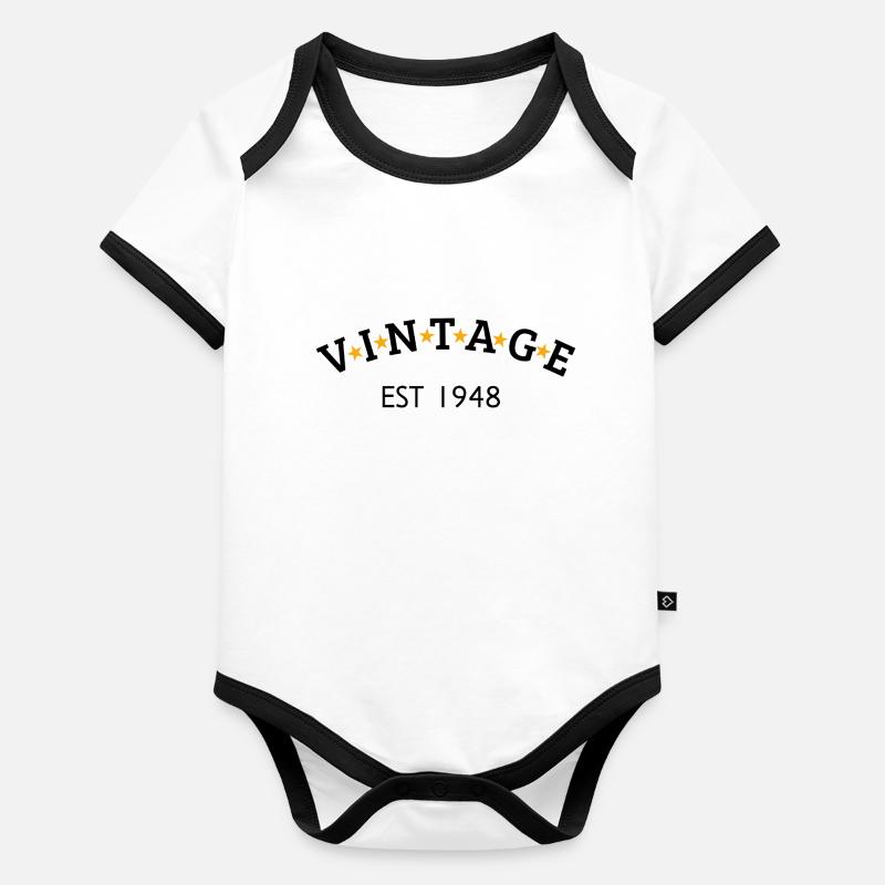 Vintage est 1948 Body Bébé bio contrasté manches courtes