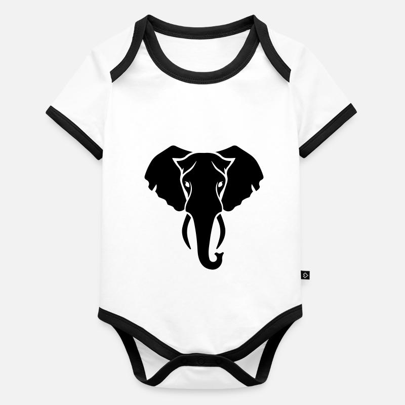 éléphant Body Bébé bio contrasté manches courtes