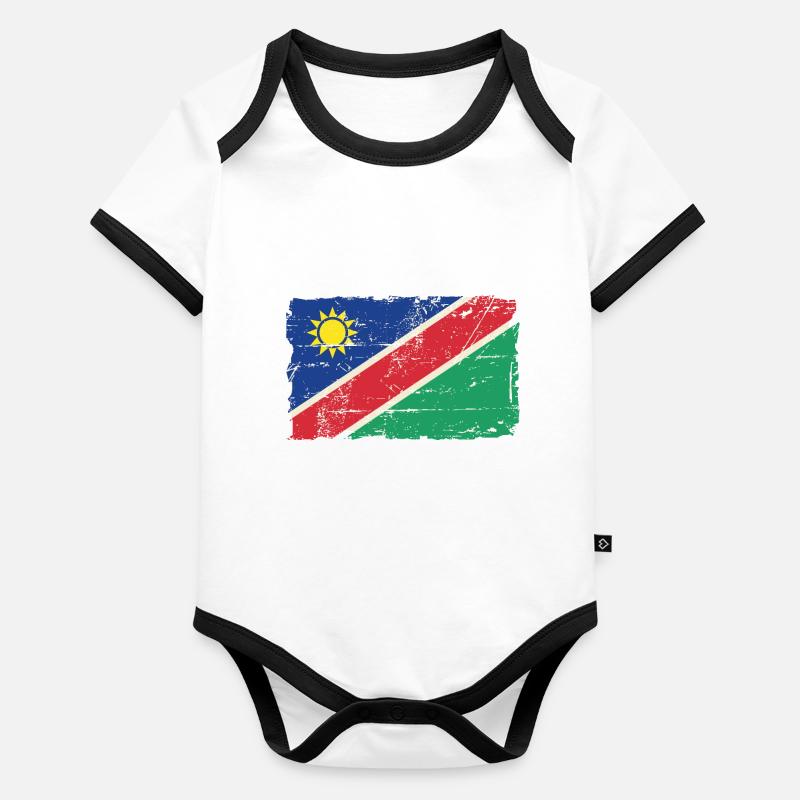 Namibia Flag Baby Bio-Kurzarm-Kontrastbody