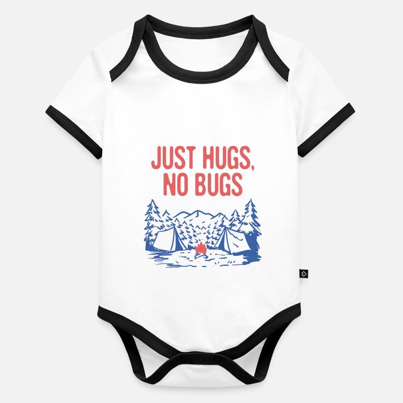 Just Hugs No Bugs Camping Couples Camper Lovers Baby Bio-Kurzarm-Kontrastbody