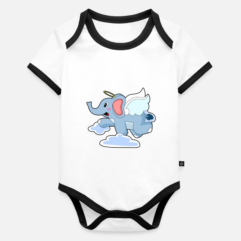 Elephant Angel Clouds Organic Baby Contrasting Bodysuit