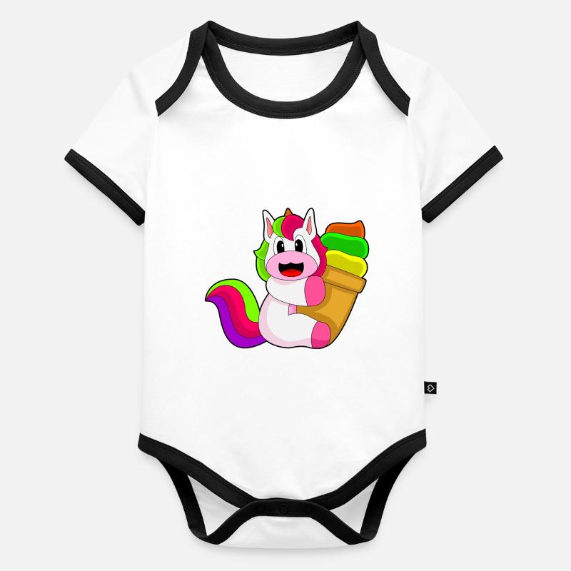Einhorn Waffeleis Baby Bio-Kurzarm-Kontrastbody