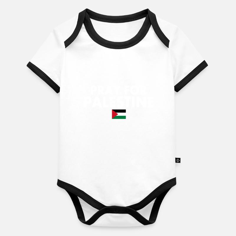 Pray for palestine Body Bébé bio contrasté manches courtes