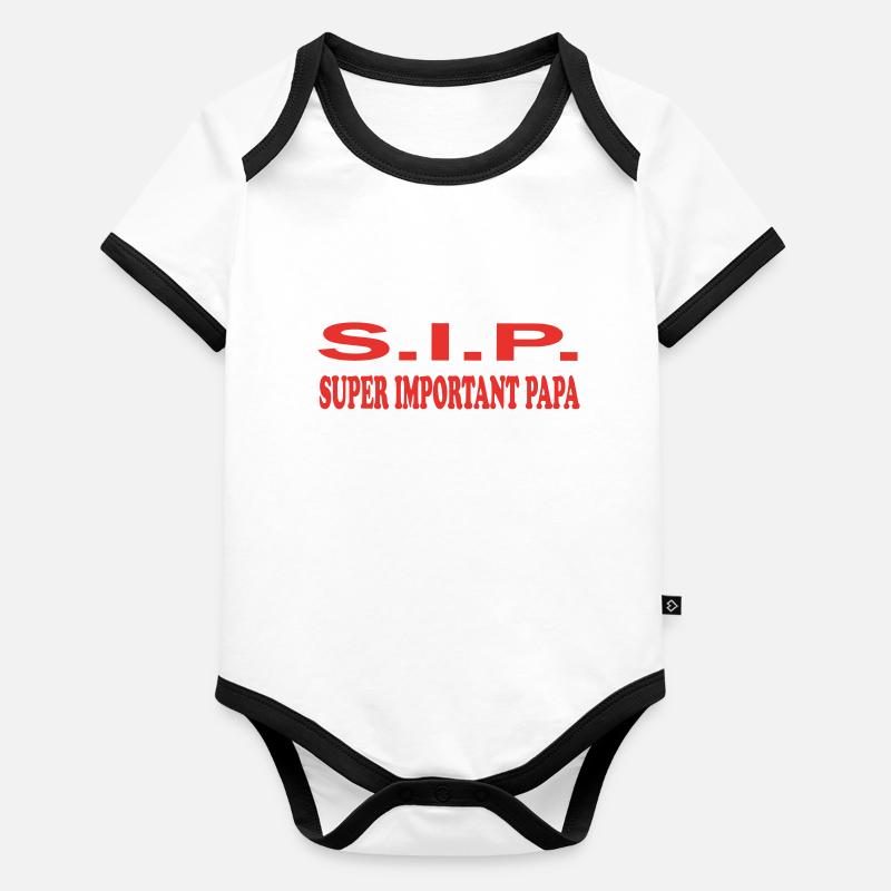 SUPER IMPORTANT PAPA Body Bébé bio contrasté manches courtes