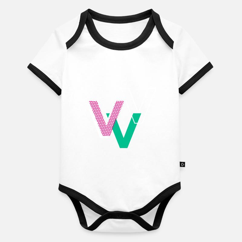 V Buchstabe Baby Bio-Kurzarm-Kontrastbody