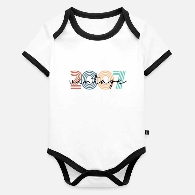 2007 vintage rétro Body Bébé bio contrasté manches courtes
