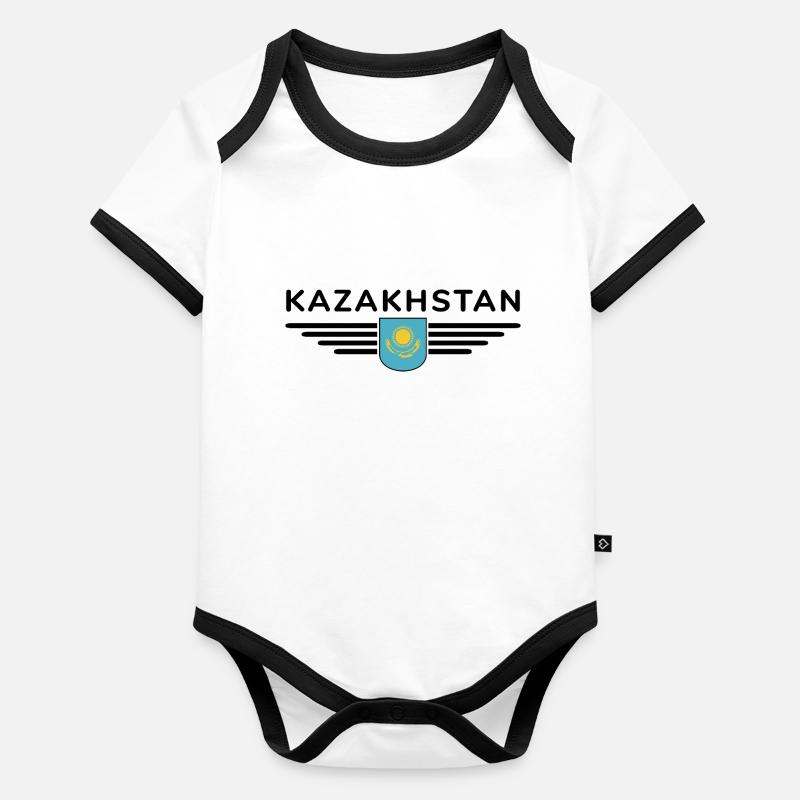 Kazakhstan Design – Steppe et tradition Body Bébé bio contrasté manches courtes