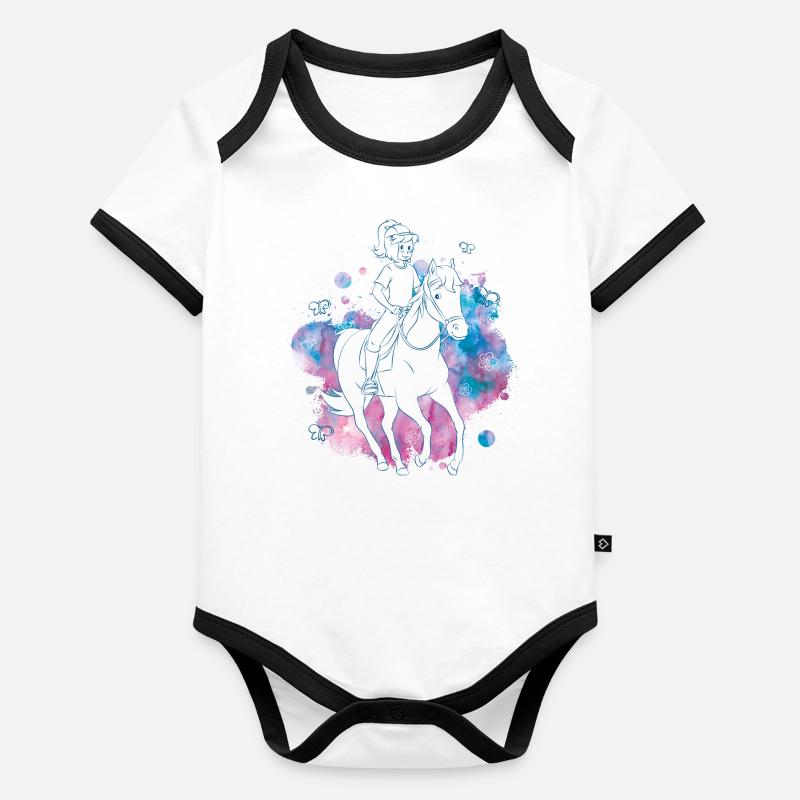 Bibi dans Sabrina Line Art Butterflies Body Bébé bio contrasté manches courtes