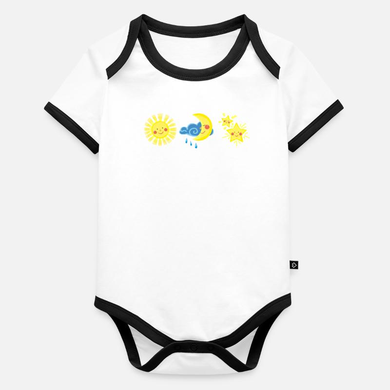 Sun, Moon and Stars Organic Baby Contrasting Bodysuit