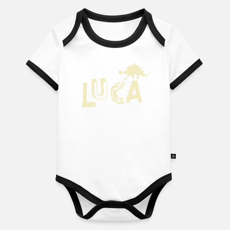 Luca dinosaure Body Bébé bio contrasté manches courtes