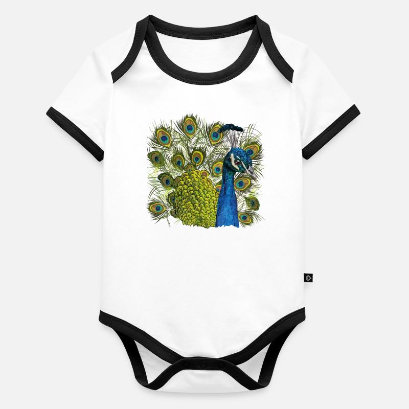 Paon Body Bébé bio contrasté manches courtes