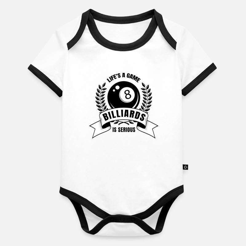 Cadeau de billard pour la piscine et les joueurs de billard Body Bébé bio contrasté manches courtes