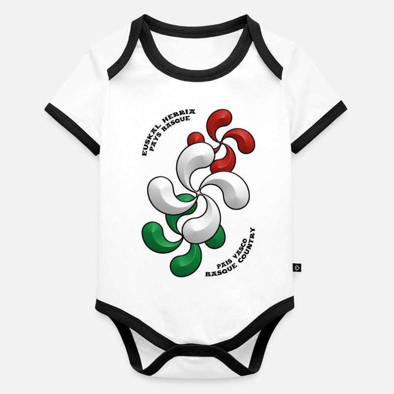 Baskische Kreuze Baby Bio-Kurzarm-Kontrastbody