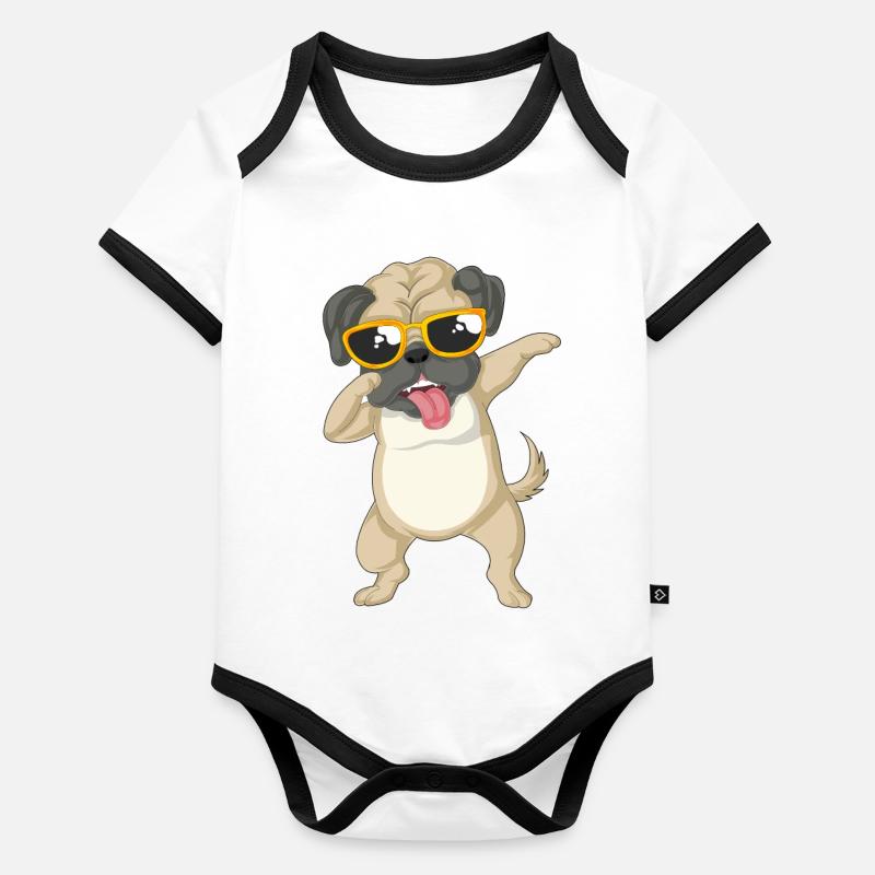 dabbing Mops Baby Bio-Kurzarm-Kontrastbody
