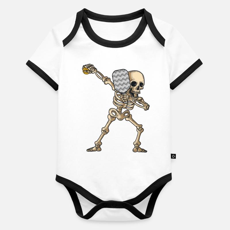 Halloween Pickleball Costume Dabbing Skeleton Organic Baby Contrasting Bodysuit