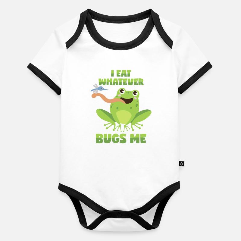 Grenouille Jeu de mots Crapaud Insectes Body Bébé bio contrasté manches courtes