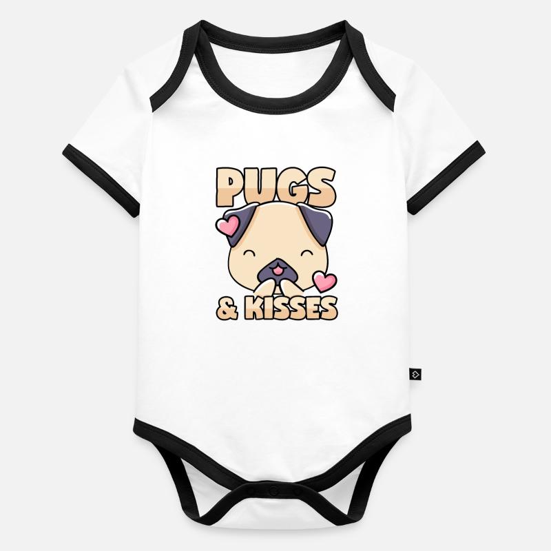 Mops Küsschen Baby Bio-Kurzarm-Kontrastbody