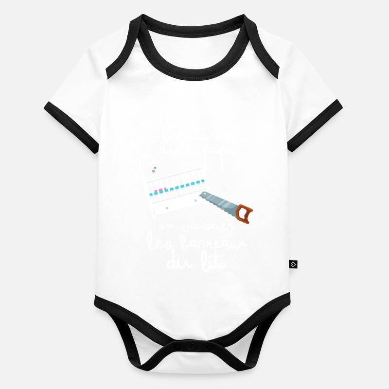 Papa Et Bébé Bricole Le Lit Cadeau Drôle Body Bébé bio contrasté manches courtes