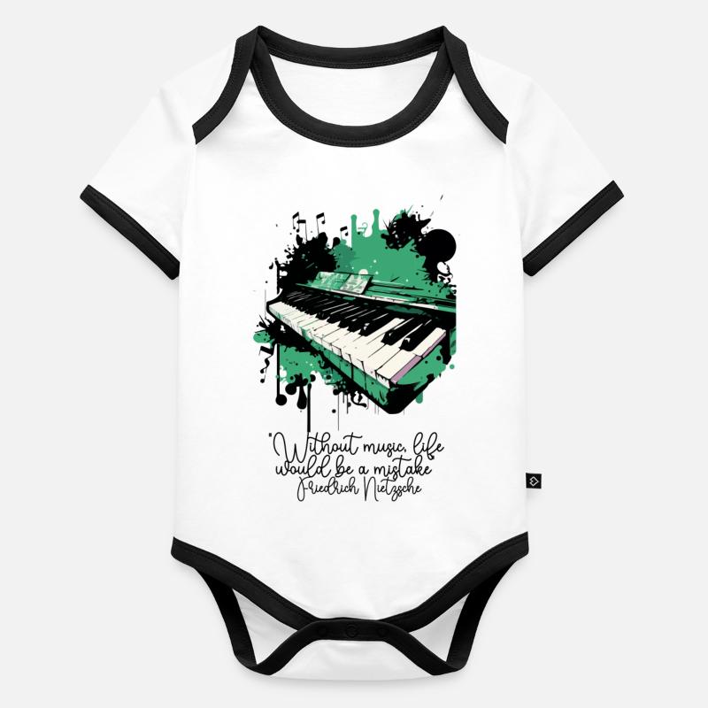 Le piano Body Bébé bio contrasté manches courtes