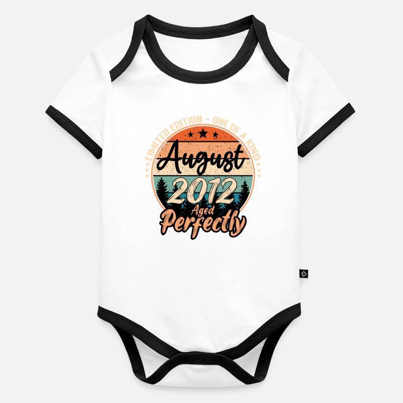 Août 2012 anniversaire 2012 légendes Août Body Bébé bio contrasté manches courtes