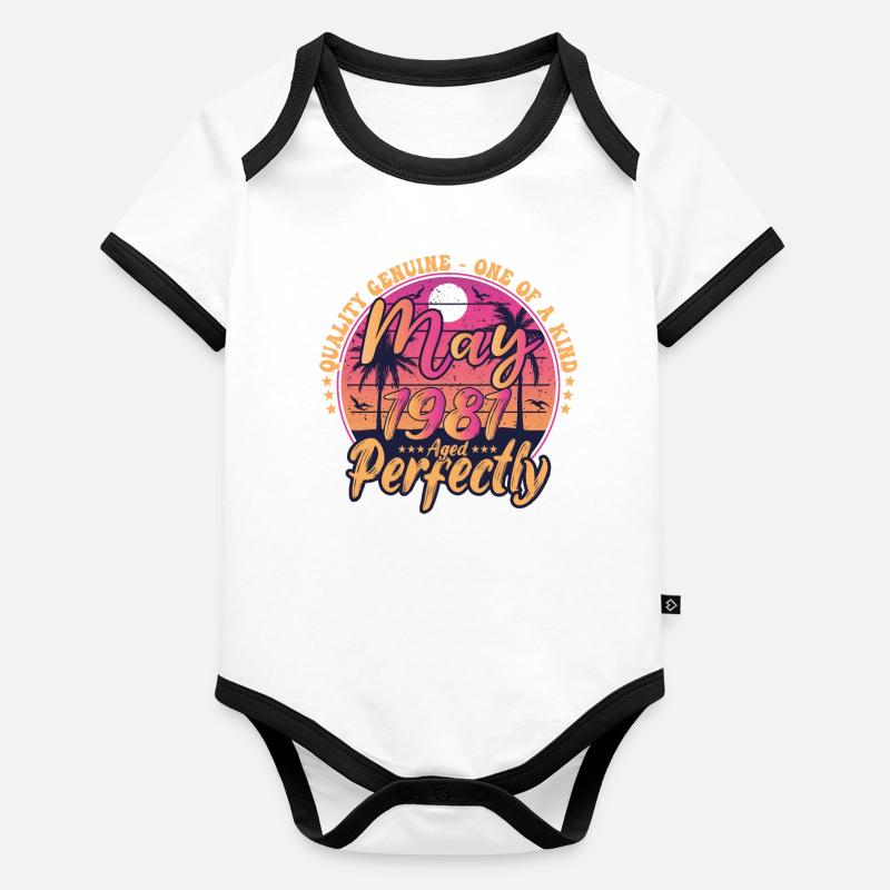 Mai 1981 anniversaire 1981 Retro 1981 Mai Body Bébé bio contrasté manches courtes