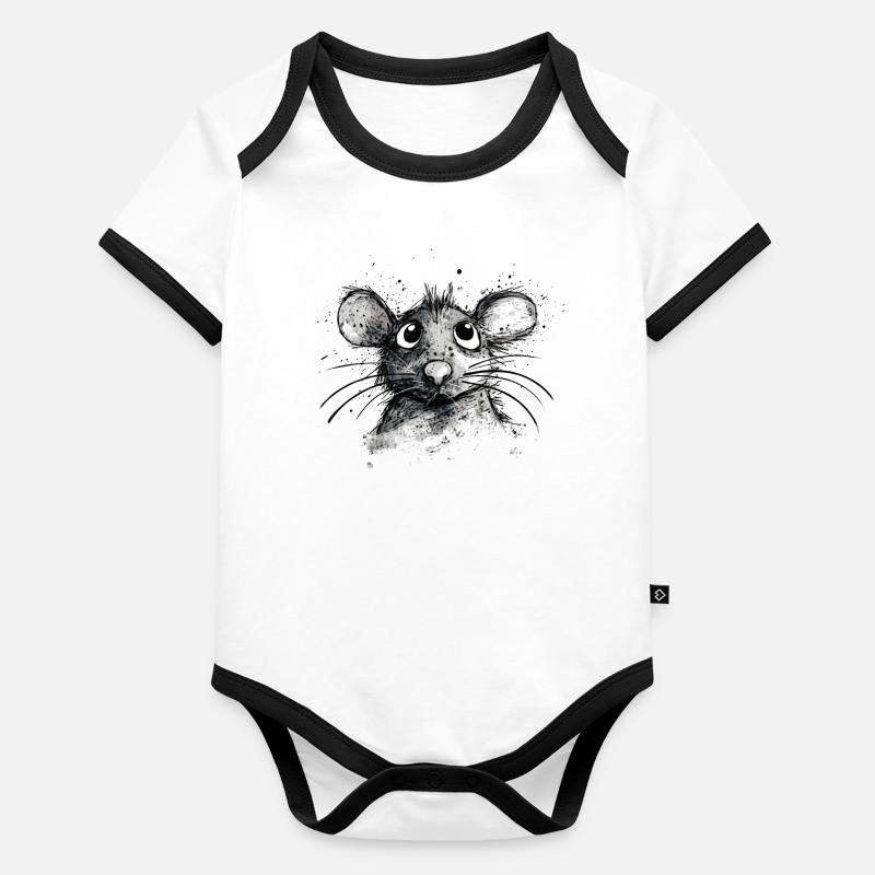 Cartoon-Maus Baby Bio-Kurzarm-Kontrastbody