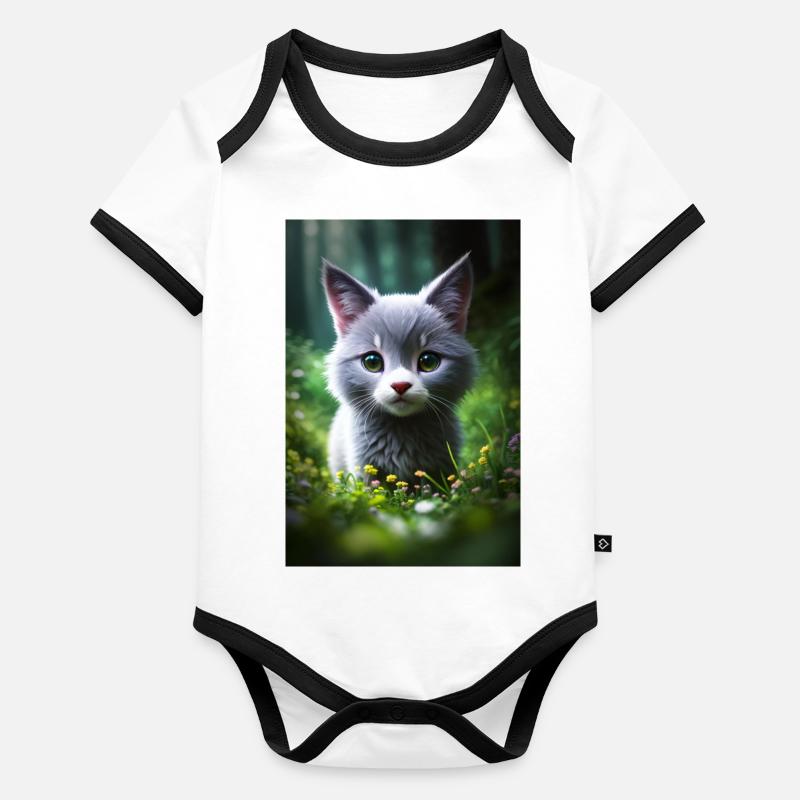 Cute Kitty Baby Bio-Kurzarm-Kontrastbody