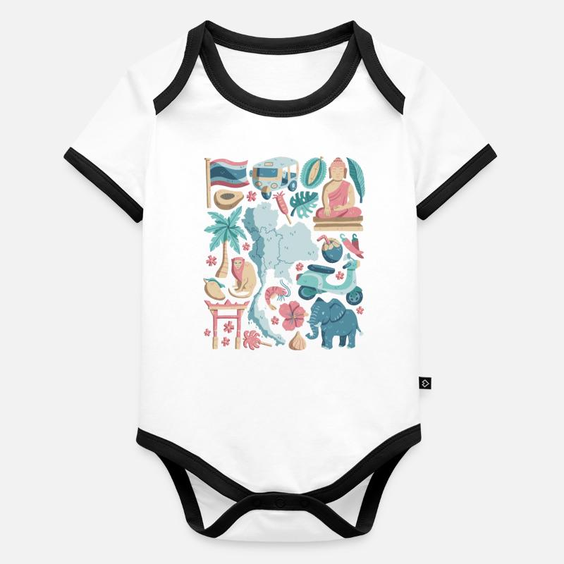 Thaïlande Body Bébé bio contrasté manches courtes