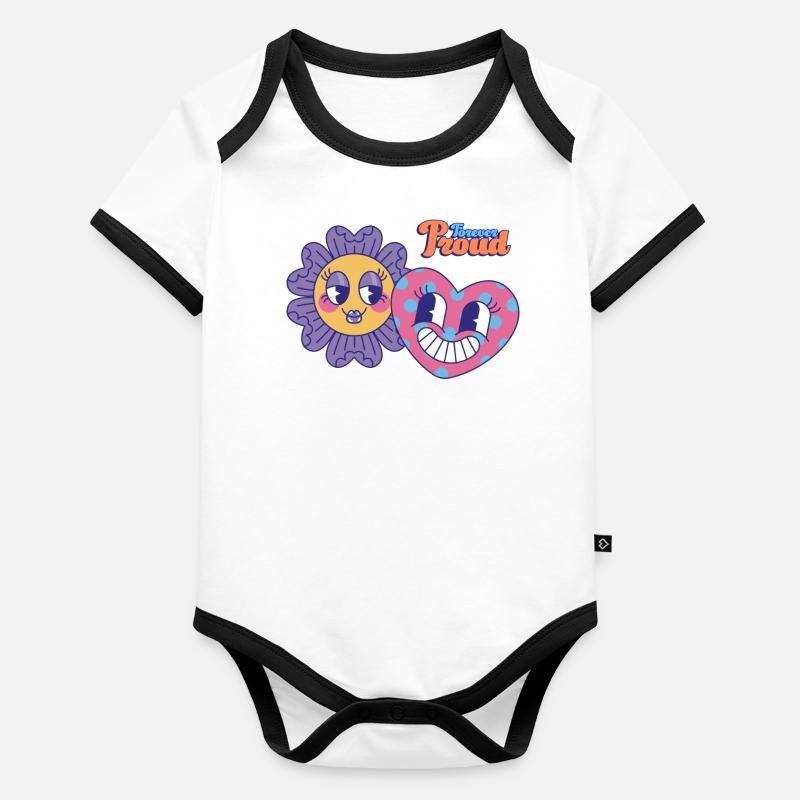 Love Psychodelic retro designs Graphique Body Bébé bio contrasté manches courtes