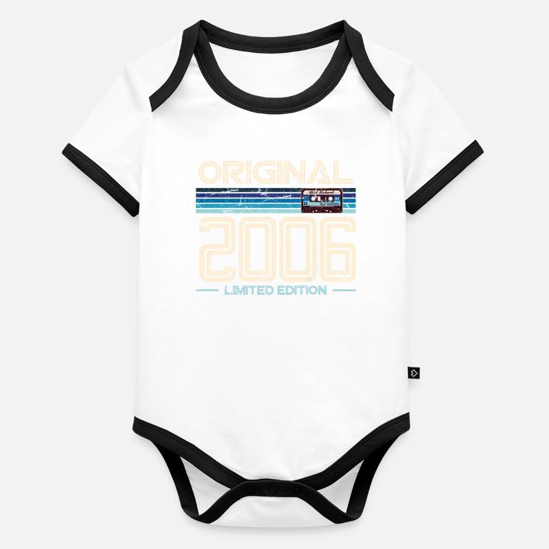 18e anniversaire 2006 Année de naissance Body Bébé bio contrasté manches courtes