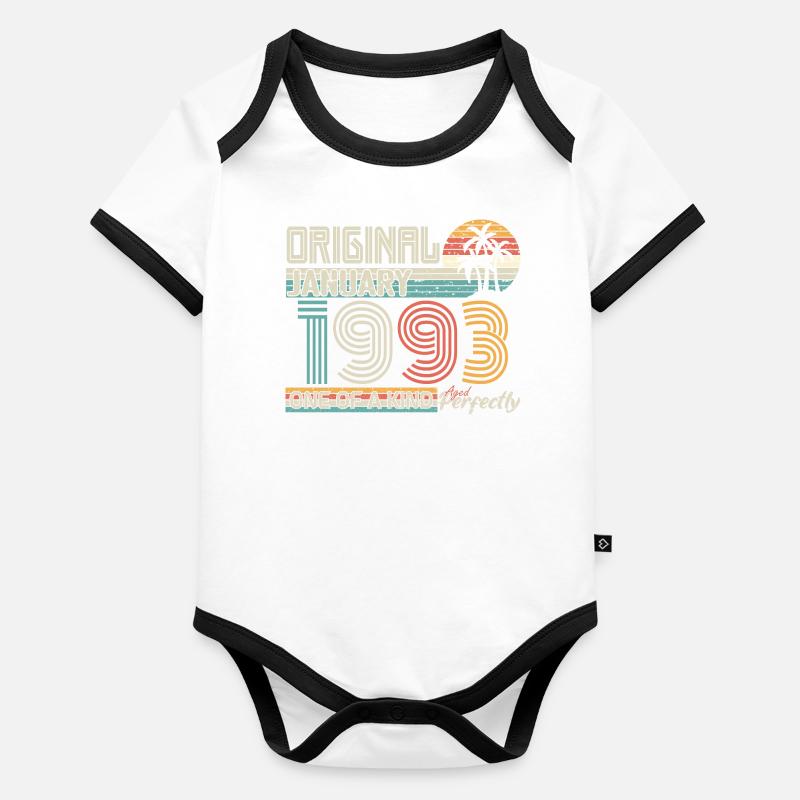 Janvier 1993 anniversaire Janvier 1993 cadeau Body Bébé bio contrasté manches courtes