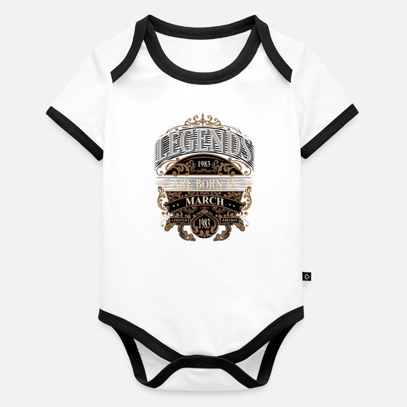 1983 Mars Naissance Anniversaire Année de naissance Body Bébé bio contrasté manches courtes