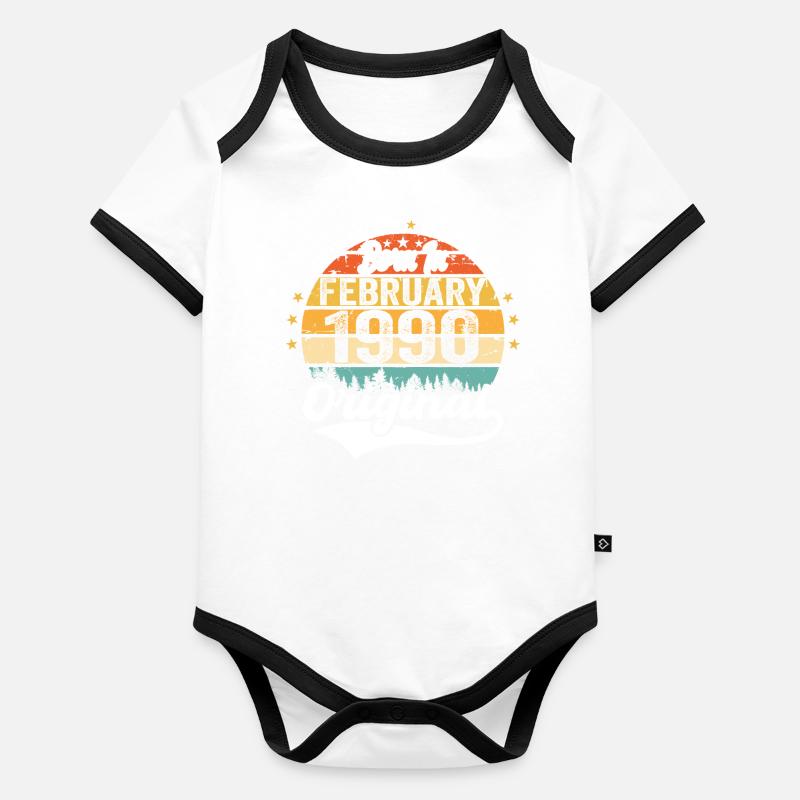 Born in February 1990 - birthday present Organic Baby Contrasting Bodysuit