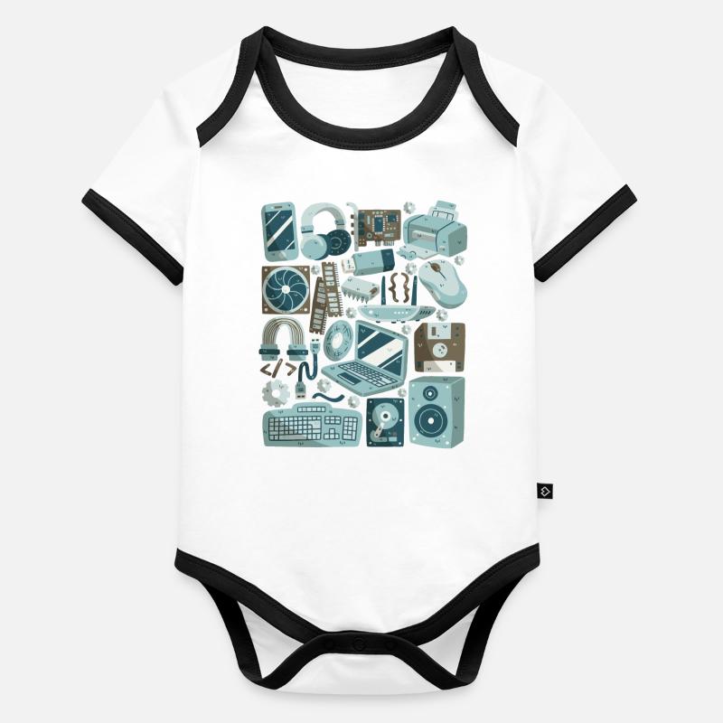 Ordinateur Body Bébé bio contrasté manches courtes