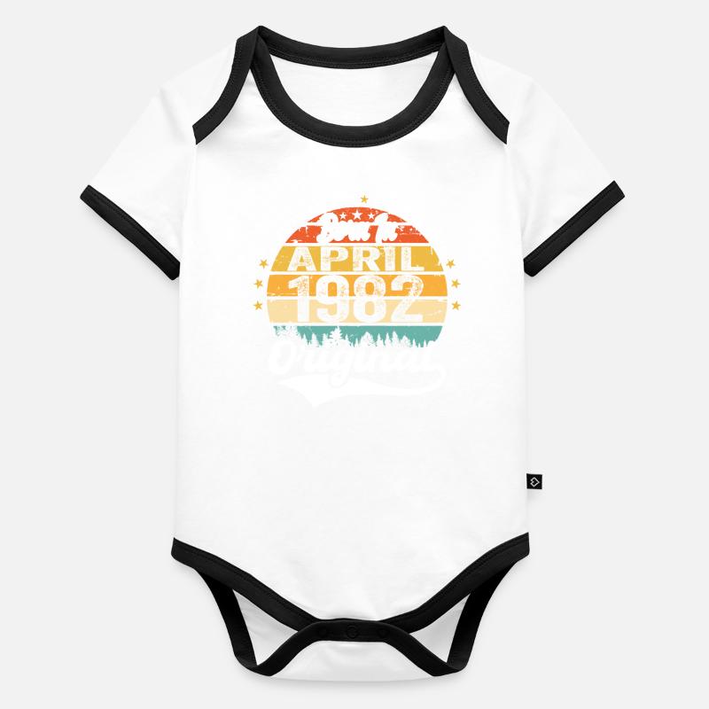 April 1982 Geburtstagsgeschenk April 1982 Vintage Baby Bio-Kurzarm-Kontrastbody
