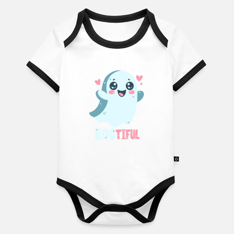 Geister-Wortwitz - Bootiful - Buh! Baby Bio-Kurzarm-Kontrastbody